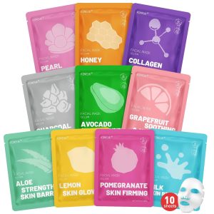 KONEUK 10 Pack Moisturizing Face Masks Skincare for Women. Collagen Hydrating Sheet Face Mask Set. Bulk Mothers Day Gifts. Facial Mask for Women Skin Care. Spa Party Favors and Spa Day Gifts : Beauty & Personal Care