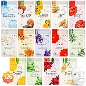 KONEUK 126 Pack Sheet Face Masks Skincare. Bulk Facial Mask Gifts Set for Women Skin Care. Hydrating Face Masks Suitable for All Skin Types. Face Mask Spa for Sensitive Skin : Beauty & Personal Care