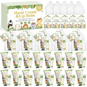 50 Pack Bulk Hand Cream and Bulk Lip Balm Gifts Sets. Baby Shower Favors and Bridal Shower Favors for Guests with Thank You Card and Organza Gift Bags. Birthday Gifts. Appreciation Gifts (Animal) : Beauty & Personal Care