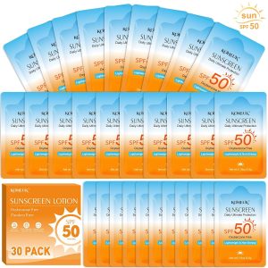 30 Pack Travel Size Sunscreen. SPF 50. Bulk Mini Sunscreen for Face and Body. Lightweight and Non-Greasy. Travel Size for Summer Beach and Outdoor. 0.19 OZ/Pack : Beauty & Personal Care