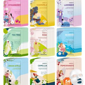 54 Pack Bulk Sheet Face Masks Skincare. Hydrating and Moisturizing Face Mask for All Skin Types. Collagen Facial Masks for Skin Care. Mothers Day Gifts. Teacher Appreciation Gifts (9 Types x 6 Pcs) : Beauty & Personal Care