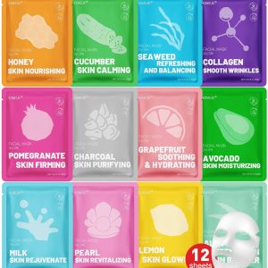KONEUK 12 Pack Collagen Hydrating Face Masks Skincare. Sheet Face Mask for All Skin Types. Facial Masks Set for Women Skin Care. Face Mask Bulk Spa Gifts for Women : Beauty & Personal Care
