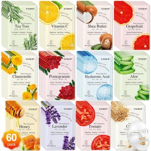 KONEUK 60 Pack Collagen Essence Face Masks Skincare for Women. Hydrating Sheet Face Masks Suitable for Dry and Sensitive Skin. Bulk Facial Masks for Women Skin Care. Face Mask Gifts Set for Spa Party : Beauty & Personal Care