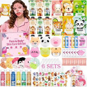 70PCS Animal Spa Party Supplies for Girls. Spa Party Favors Kit Include Girls Face Mask. Lip and Eye Mask Set. Lip Balm. Hand Cream and Foot Bath Bombs. Spa Birthday and Sleepover Party Supplies Gifts : Beauty & Personal Care