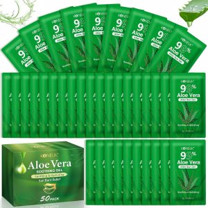 KONEUK 50 Pack Aloe Vera Gel for Face. Hair. Body. Skin. Sunburn Relief. 99% Pure Aloe Vera Gel for All Skin Types. Bulk Aloe Gel Travel Size for Soothing After Sun Skin Care Relief : Beauty & Personal Care