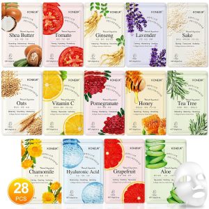 KONEUK 28 Pack Sheet Face Masks Skincare. Hydrating Face Masks Suitable for Sensitive Skin. Bulk Facial Mask Gifts Set for Women Skin Care. Home Skincare Spa for All Skin Types : Beauty & Personal Care
