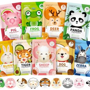 KONEUK 9 Pack Animal Face Masks Skincare for Kids. Bulk Sheet Hydrating Face Mask for Kids Skin Care. Collagen Face Mask for Teens Women. Mothers Day Gifts. Spa Party Gifts for Teen Girls : Beauty & Personal Care